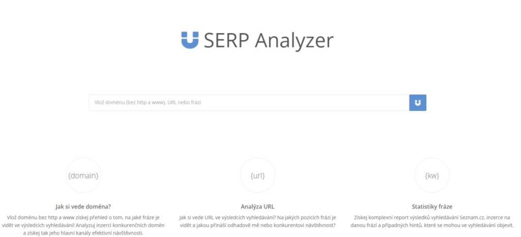 SERP Analyzer - úvodní obrazovka pro zadání dotazu